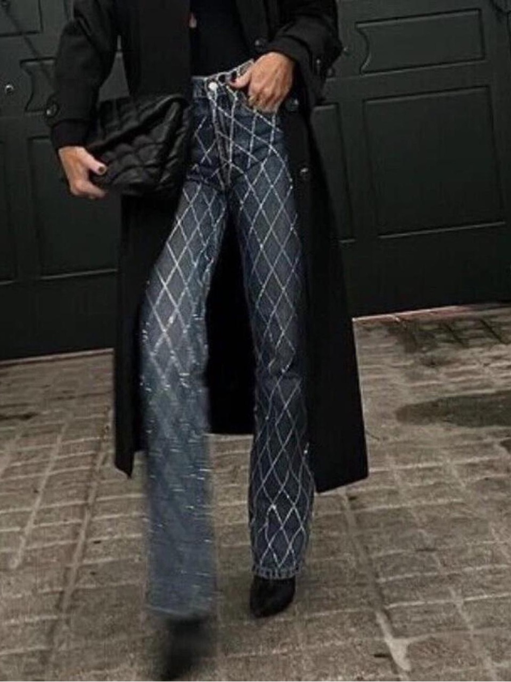 Zara TRF Straight Leg Jeans With Rhinestones 6